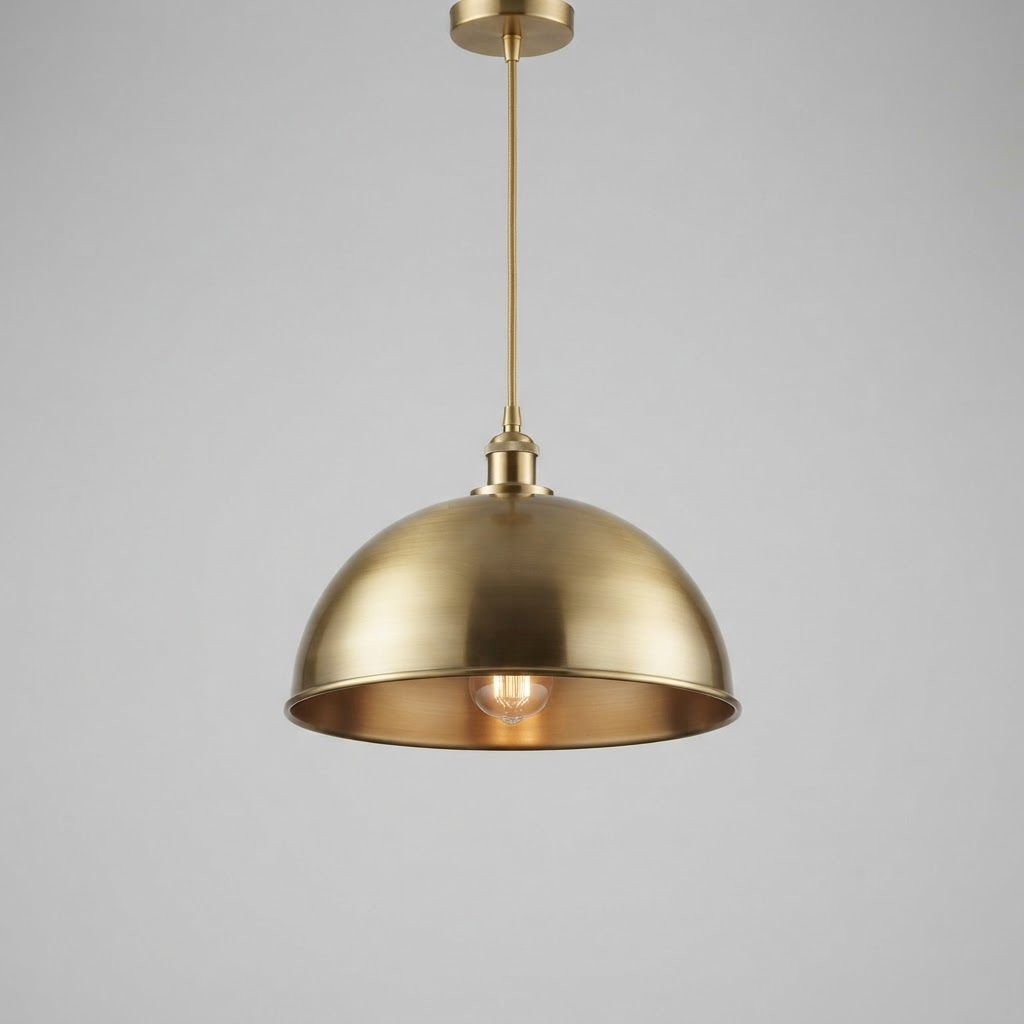 Luna Dome Pendant Light in Brushed Brass