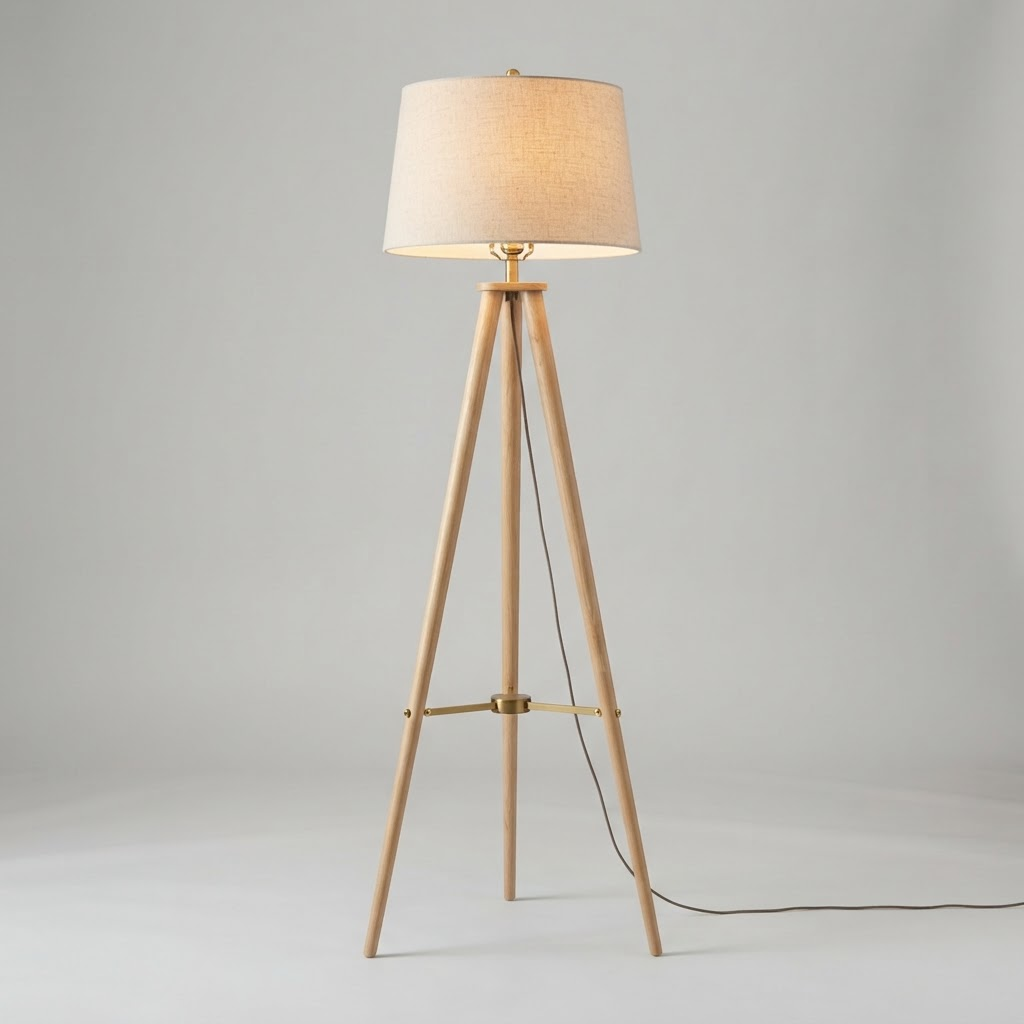 Meridian Tripod Wood Floor Lamp